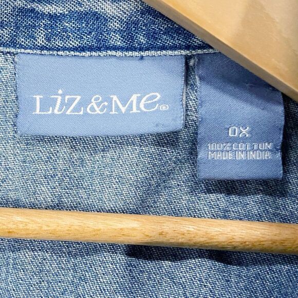 VTG Liz & Me Women’s Studded Blue Denim Cotton Trucker Style Jean Jacket 0X - Picture 2 of 12